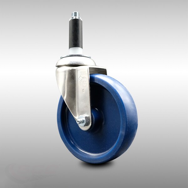 5 Inch 316SS Solid Polyurethane Wheel Swivel 7/8 Inch Expanding Stem Caster